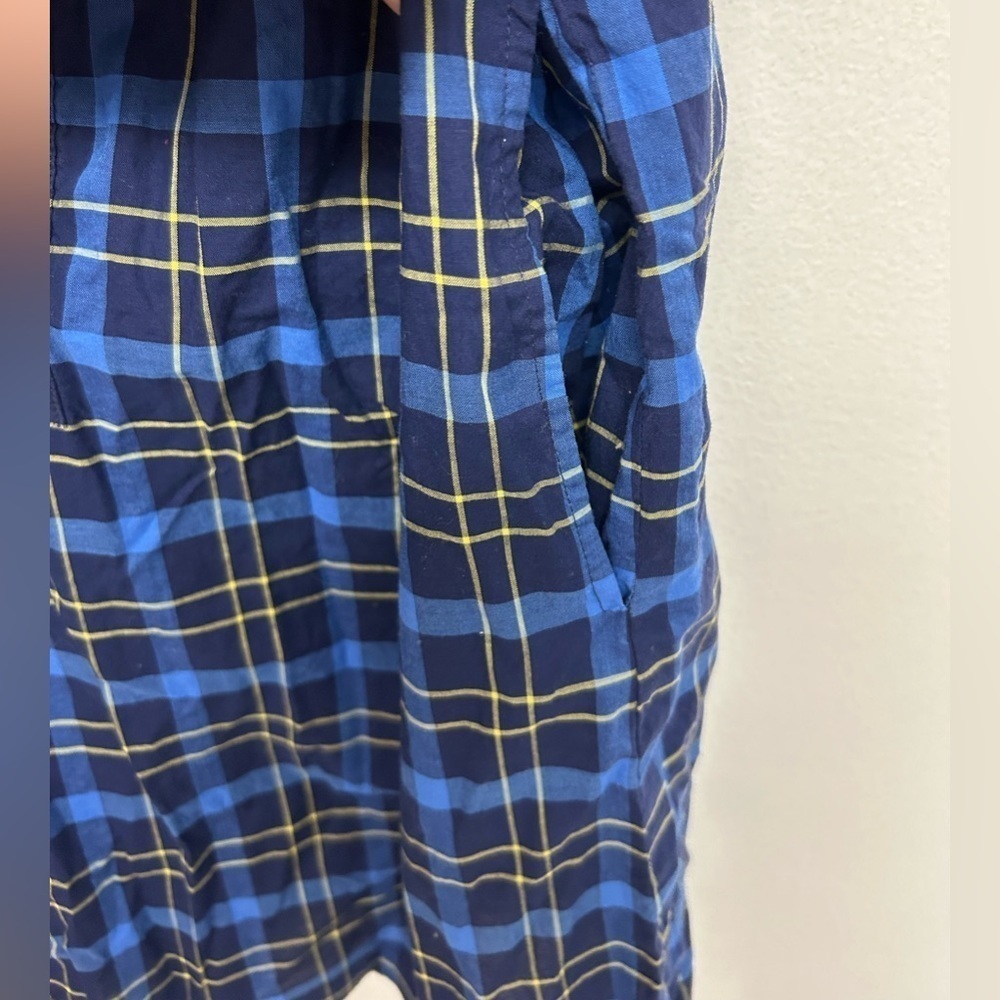 Nautica Blue Yellow Flannel Print Sleeveless Button Down Shirt Dress 10 NWOT - Picture 4 of 8